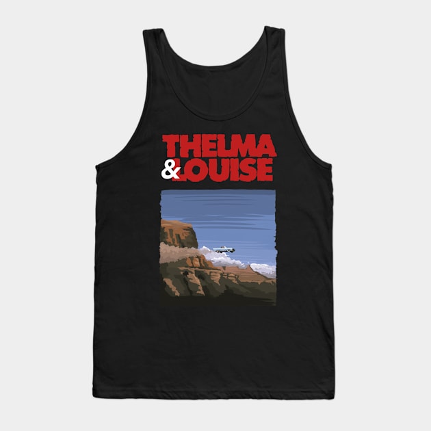 Hand-drawn Thelma and Louise Illustration by Axel Rosito for Burro Tees Tank Top by burrotees